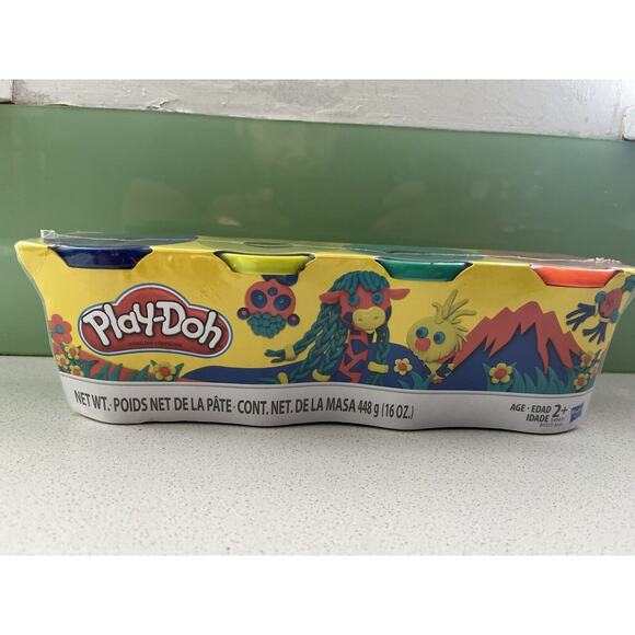 Hasbro Play-Doh Modeling Compound 4-Pack Of 4-Ounce Cans -Wild Colors - Picture 1 of 5